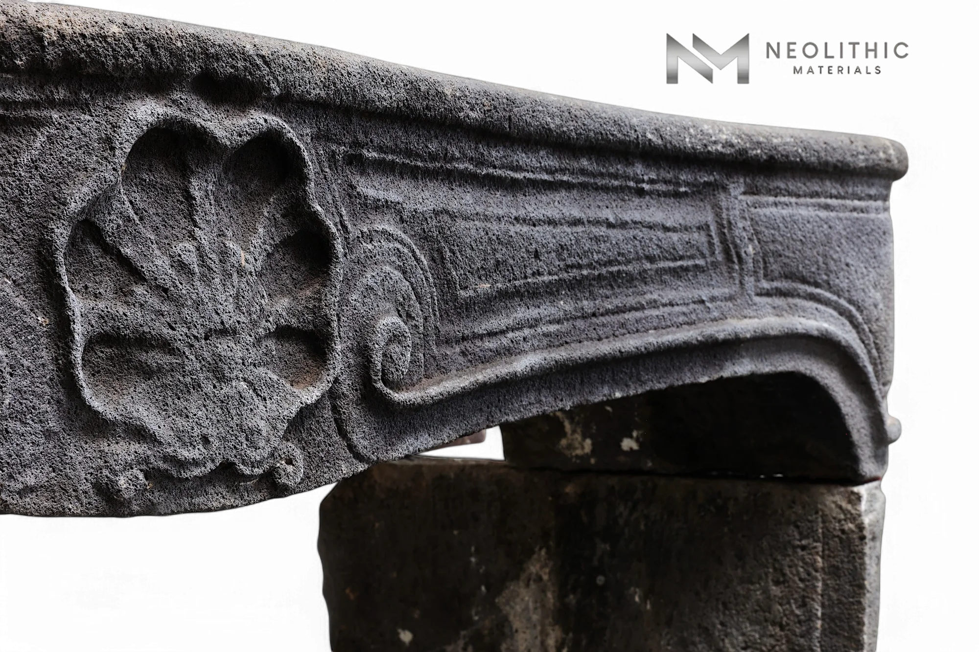 Antique Lava Stone Fireplace Mantel Louis XV Style - Image 4